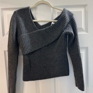 Astr Charcoal Gray Off-Shoulder Sweater